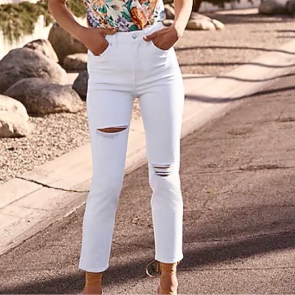 Express Denim - Express Super High Rise Slim Jeans with Distressed Details